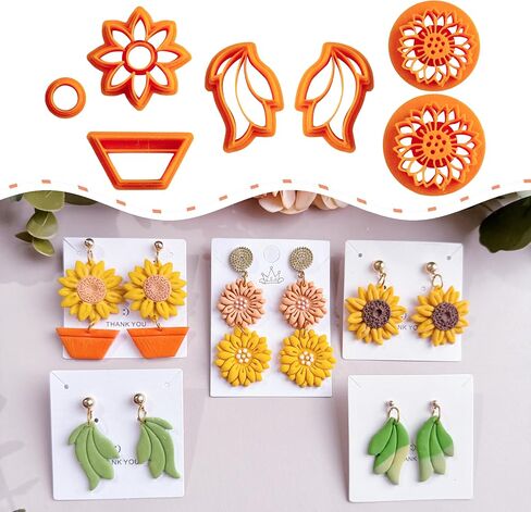 7pcs Sunflower Polymer Clay Cutters | Floral Clay Cutters | Boho Clay Cutter | Clay Earring Cutter | Polymer Clay Cutter for Jewelry Making | Jewelry Making Kits in Saudi Arabia