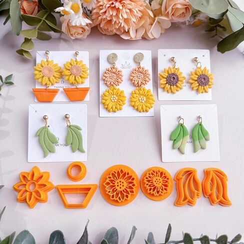 7pcs Sunflower Polymer Clay Cutters | Floral Clay Cutters | Boho Clay Cutter | Clay Earring Cutter | Polymer Clay Cutter for Jewelry Making | Jewelry Making Kits in Saudi Arabia