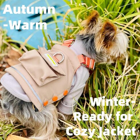 Little Explorer Pet Vest - الزي العالي في الهواء الطلق مع حقيبة ظهر قابلة للفصل لكلب صغير/Teacup ، Cat ، Animal & Monster | متينة ودافئة لفصل الشتاء/الخريف/الربيع (الكاكي ، XS) in Kuwait