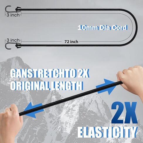 حبال بنجي مقاس 91.44 سم مع خطافات شديدة التحمل، 4 عبوات وسلك أسود اللون، خطافات من الدرجة البحرية مع عملية طلاء بلاستيكية in Kuwait