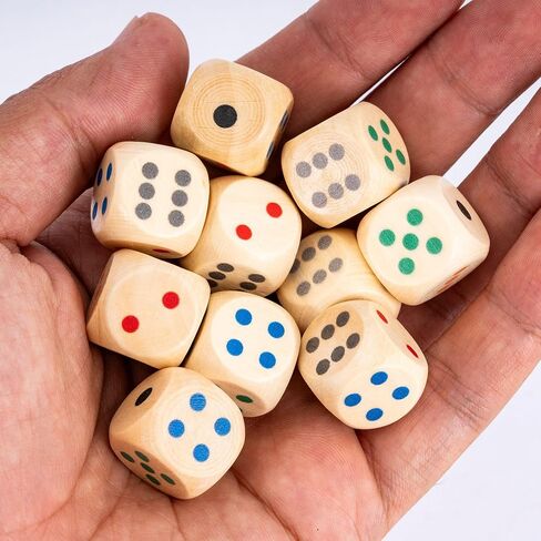 10Pcs Wooden D6 Dice Set 16mm Standard 6 Sided Dice Set with Round Corner for D&D, RPG,Table Board Game or Teaching Math in Kuwait