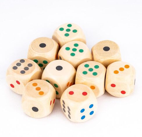 10Pcs Wooden D6 Dice Set 16mm Standard 6 Sided Dice Set with Round Corner for D&D, RPG,Table Board Game or Teaching Math in Kuwait