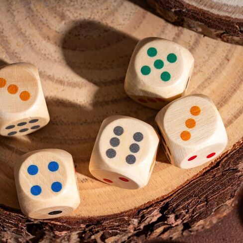10Pcs Wooden D6 Dice Set 16mm Standard 6 Sided Dice Set with Round Corner for D&D, RPG,Table Board Game or Teaching Math in Kuwait