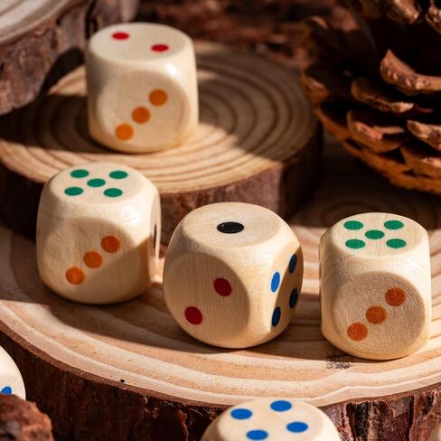 10Pcs Wooden D6 Dice Set 16mm Standard 6 Sided Dice Set with Round Corner for D&D, RPG,Table Board Game or Teaching Math in Kuwait
