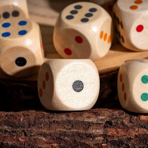 10Pcs Wooden D6 Dice Set 16mm Standard 6 Sided Dice Set with Round Corner for D&D, RPG,Table Board Game or Teaching Math in Kuwait