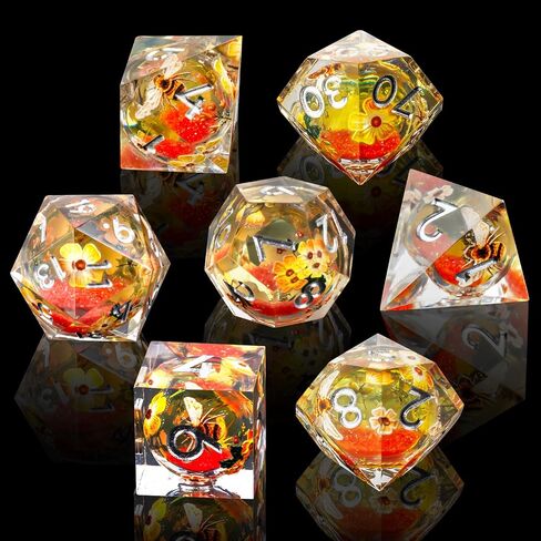 مجموعة زهرة DND Core Core Flower DND ، 7 PCS راتنجات متعددة السطوح مجموعة الأبراج المحصنة ولعبة Dragon RPG MTG Table Game (Green) in Saudi Arabia