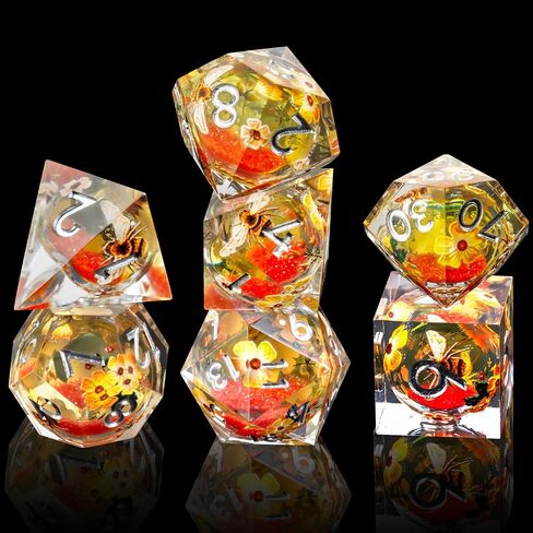مجموعة زهرة DND Core Core Flower DND ، 7 PCS راتنجات متعددة السطوح مجموعة الأبراج المحصنة ولعبة Dragon RPG MTG Table Game (Green) in Saudi Arabia