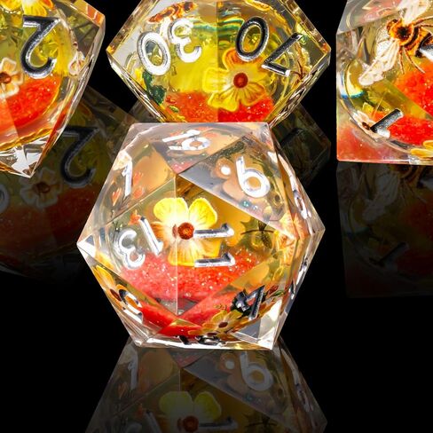 مجموعة زهرة DND Core Core Flower DND ، 7 PCS راتنجات متعددة السطوح مجموعة الأبراج المحصنة ولعبة Dragon RPG MTG Table Game (Green) in Saudi Arabia