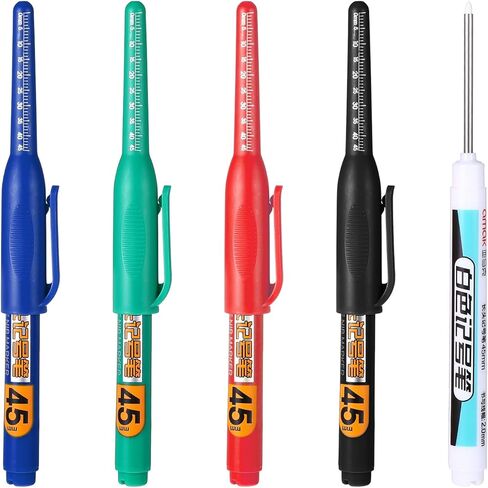 5Pcs Deep Reach Markers Multi-Purpose Deep Hole Marker Pens Long Nib Nose Waterproof Marker 45mm Reach Permanent Pens Colorful Carpenter Ink Pen for Builder Construction Bathroom Decoration in Kuwait