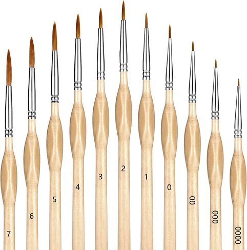 11 PCS فرشاة الطلاء الدقيقة ، فرش التفاصيل العملية ، فرش الطلاء الصغيرة الصغيرة الرهانات المصغرة ، فرش للألوان المائية الأكريلية طرازات الطرز بأرقام أرقام للبالغين in Kuwait