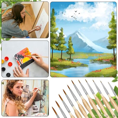 11 PCS فرشاة الطلاء الدقيقة ، فرش التفاصيل العملية ، فرش الطلاء الصغيرة الصغيرة الرهانات المصغرة ، فرش للألوان المائية الأكريلية طرازات الطرز بأرقام أرقام للبالغين in Kuwait