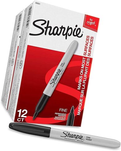 Sharpie 30001 Permanent Markers K7C53, Fine Point, Black, Box of 24 in Saudi Arabia