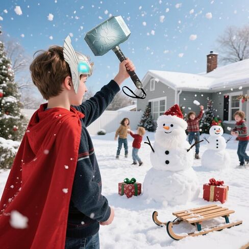 تلعب شخصية بطل الأطفال المطارق وقناع LED LED Light Mask Cape Children الأدوار الهدايا للأطفال in Saudi Arabia
