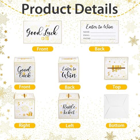 Dopenspi Raffle Box مع بطاقات تذاكر 100pcs ، صندوق اليانصيب الذهبي مع فتحة أدخل للفوز صناديق التبرع بالبطاقات in Kuwait