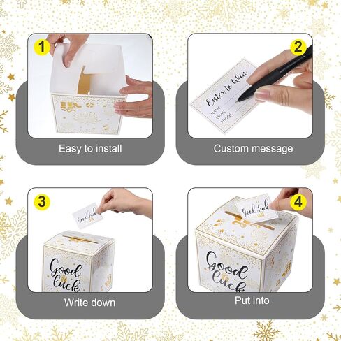Dopenspi Raffle Box مع بطاقات تذاكر 100pcs ، صندوق اليانصيب الذهبي مع فتحة أدخل للفوز صناديق التبرع بالبطاقات in Kuwait