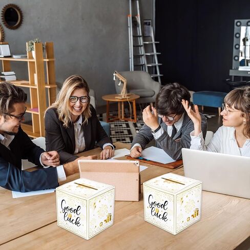 Dopenspi Raffle Box مع بطاقات تذاكر 100pcs ، صندوق اليانصيب الذهبي مع فتحة أدخل للفوز صناديق التبرع بالبطاقات in Kuwait