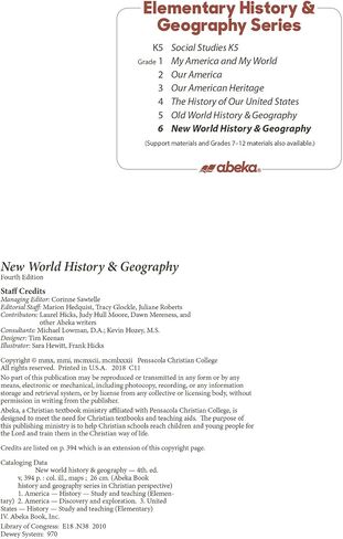 New World History and Geography in Christian Perspective - Abeka 6th Grade 6 Western Hemisphere History of North America and South America Student Textbook in Saudi Arabia