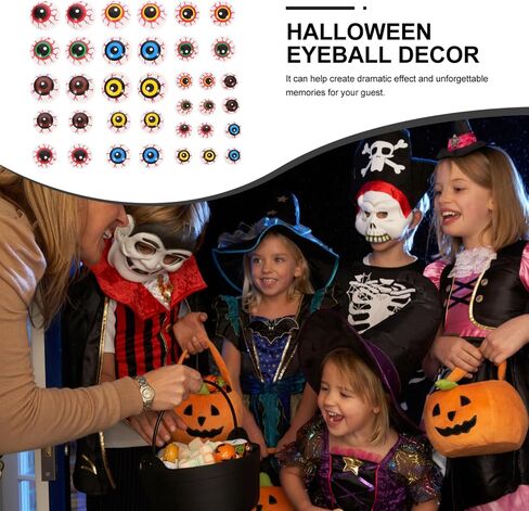 GLEAVI 36pcs Halloween Fake Eyeballs: Plastic Scary Eye Balls for Kids Adults Halloween Party Terror Props Decor 3 Size in Saudi Arabia