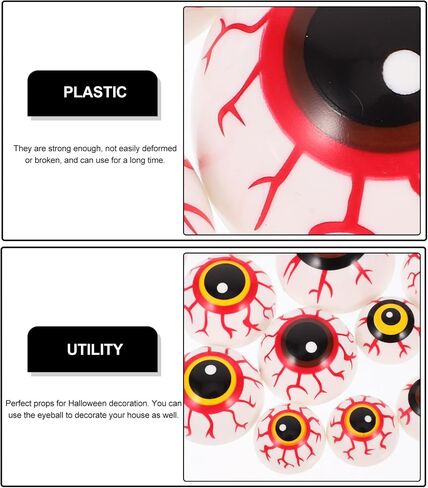 GLEAVI 36pcs Halloween Fake Eyeballs: Plastic Scary Eye Balls for Kids Adults Halloween Party Terror Props Decor 3 Size in Saudi Arabia