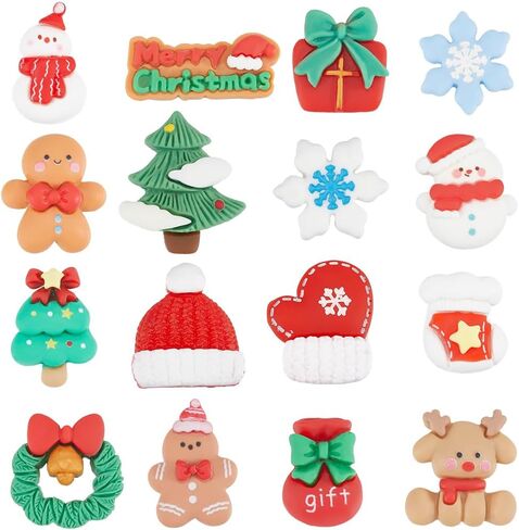 Sunnyclue 96pcs 16 أنماط راتنجات عيد الميلاد سحر الثلج كابوشون كابوشون باكورت متنوع كاريكاتور خضراء شتاء شتاء الجوارب الثلج الجوارب الثلجية cabochon ل DIY مجوهرات صنع الديكور in Saudi Arabia