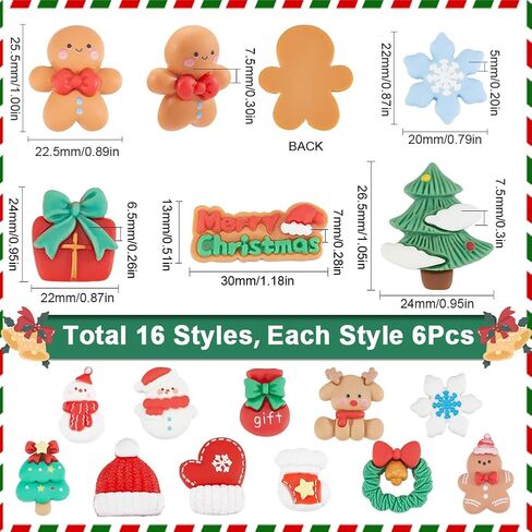 Sunnyclue 96pcs 16 أنماط راتنجات عيد الميلاد سحر الثلج كابوشون كابوشون باكورت متنوع كاريكاتور خضراء شتاء شتاء الجوارب الثلج الجوارب الثلجية cabochon ل DIY مجوهرات صنع الديكور in Saudi Arabia
