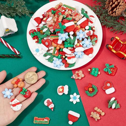 Sunnyclue 96pcs 16 أنماط راتنجات عيد الميلاد سحر الثلج كابوشون كابوشون باكورت متنوع كاريكاتور خضراء شتاء شتاء الجوارب الثلج الجوارب الثلجية cabochon ل DIY مجوهرات صنع الديكور in Saudi Arabia