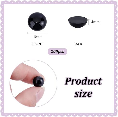 ph pandahall 200pcs عيون بيضاء cabochons ، 10 ملم من الحيوانات المسطحة عيون شقة الظهر كابوشون راتنج القبة القبة للحيوان المحشوة amigurumi بير دمية دمية تصنيع مشاريع قصاصات القصاصات in Saudi Arabia