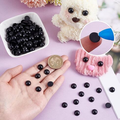 ph pandahall 200pcs عيون بيضاء cabochons ، 10 ملم من الحيوانات المسطحة عيون شقة الظهر كابوشون راتنج القبة القبة للحيوان المحشوة amigurumi بير دمية دمية تصنيع مشاريع قصاصات القصاصات in Saudi Arabia