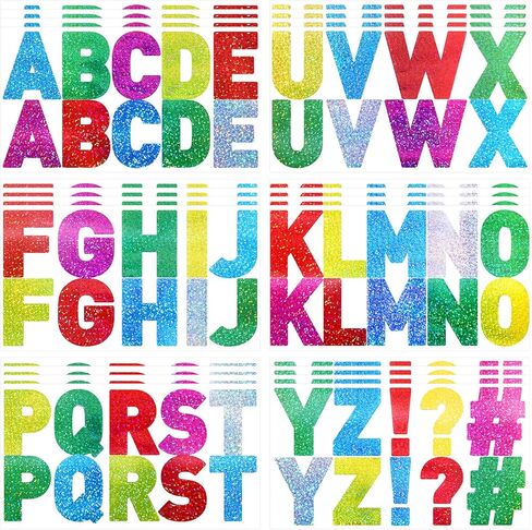 Chinco 232 Pcs 24 Sheets Large Letter Stickers 2.5 Inch Alphabet Letter Stickers Self Adhesive Stickers for Bulletin Board Classroom Window Door Decor(Laser Style,Rainbow Colors) in Saudi Arabia