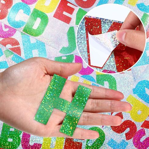Chinco 232 Pcs 24 Sheets Large Letter Stickers 2.5 Inch Alphabet Letter Stickers Self Adhesive Stickers for Bulletin Board Classroom Window Door Decor(Laser Style,Rainbow Colors) in Saudi Arabia