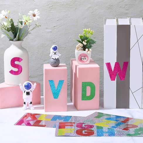 Chinco 232 Pcs 24 Sheets Large Letter Stickers 2.5 Inch Alphabet Letter Stickers Self Adhesive Stickers for Bulletin Board Classroom Window Door Decor(Laser Style,Rainbow Colors) in Saudi Arabia