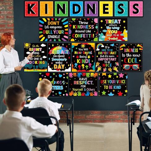 gisgfim 19Pcs Classroom Kindness Posters Growth Mindset Kindness Bulletin Board Empathy Inspirational Classroom Decorations for Preschool Elementary Middle School Learning Wall Art Decor in Saudi Arabia