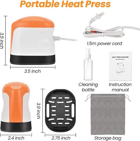 Heat Press Machine Mini Heat Press 3.5 "x 2.4", Portable Heat Press Fast Up to 356℉(180 ºC), Portable Easy Press for T-Shirts, Shoes, Bags, Hats, and Vinyl HTV Heat Transfer Projects in Saudi Arabia