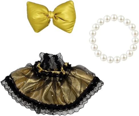 17cm Doll Clothes Set(NO Doll),Bow & Pearl Necklace & Lace Dress for 17cm Dolls,Stylish Adorable Dolls Clothes Accessories (Pink) in Saudi Arabia