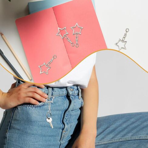 30pcs على شكل نجمة ، مقاطع مفاتيح المفاتيح النجمة ، مشبك مخلب لوبستر لوبستر مع قاعدة مفاتيح قابلة للتدوير وموصل حلقة القفز الإكسسوارات الإبداعية لصنع حلقة مفتاح DIY (Silver) in Saudi Arabia