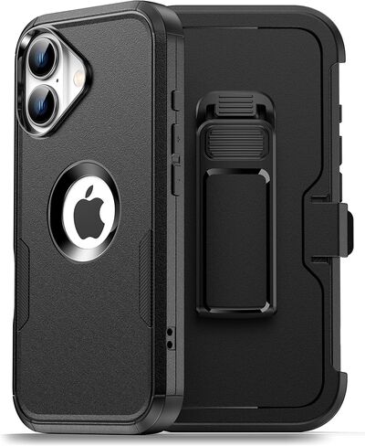 for iPhone 17 Case with Belt Clip Holster, Compatible with Magsafe, Military-Grade Protection,2X Screen Protector,Heavy Duty Cover for iPhone 17,Black in Kuwait