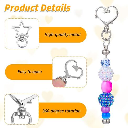 Ckeychain Clasp ، Mabor 40pcs Star & Heart Keychain Clips - Zinc Alloy Debivel Snap Hooks for DIY ، وصنع المجوهرات ، وملحقات الحقيبة (الفضة ، الذهب) in Saudi Arabia
