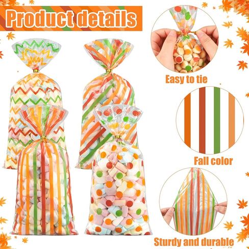 120 PCS Fall Cellophane Facs Facs Wave Wave Dot Candy Bags Autumn Goodie Gift Bag Bass Fall Fall Party Bage مع Twist Tistr in Saudi Arabia
