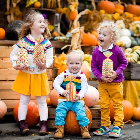 120 PCS Fall Cellophane Facs Facs Wave Wave Dot Candy Bags Autumn Goodie Gift Bag Bass Fall Fall Party Bage مع Twist Tistr in Saudi Arabia