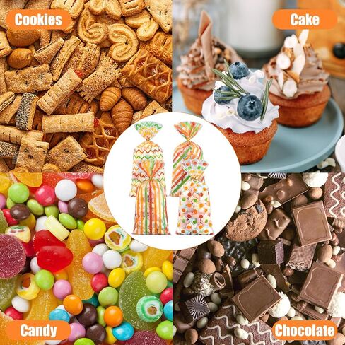 120 PCS Fall Cellophane Facs Facs Wave Wave Dot Candy Bags Autumn Goodie Gift Bag Bass Fall Fall Party Bage مع Twist Tistr in Saudi Arabia