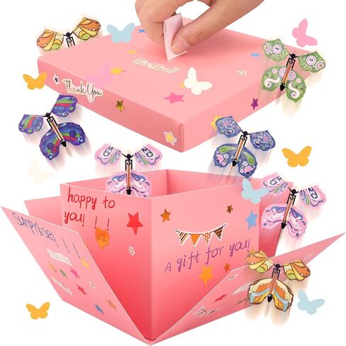 Butterfly Explosion Black Gift Box ، Diy DIY فريد من نوعه انفجار هدايا ، صندوق هدايا ، طيران ، أسود لأعياد الميلاد ، التخرج ، الزفاف ، استحمام الطفل ، الذكرى السنوية in Kuwait