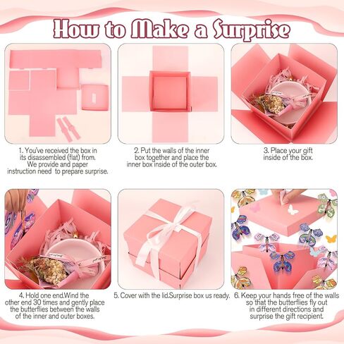 Butterfly Explosion Black Gift Box ، Diy DIY فريد من نوعه انفجار هدايا ، صندوق هدايا ، طيران ، أسود لأعياد الميلاد ، التخرج ، الزفاف ، استحمام الطفل ، الذكرى السنوية in Kuwait