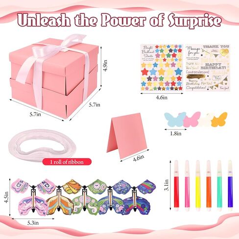 Butterfly Explosion Black Gift Box ، Diy DIY فريد من نوعه انفجار هدايا ، صندوق هدايا ، طيران ، أسود لأعياد الميلاد ، التخرج ، الزفاف ، استحمام الطفل ، الذكرى السنوية in Kuwait