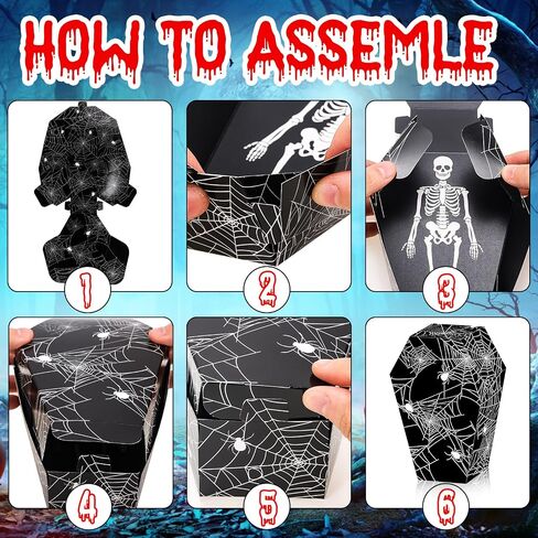 HOWAF 12 PCS Halloween Coffin Candy Boxes ، Halloween Treat Boxes Cross Spider Web Goodie Joxes for Trick أو Treat Party Decoration Supplies Spooky Halloweens Gift in Saudi Arabia