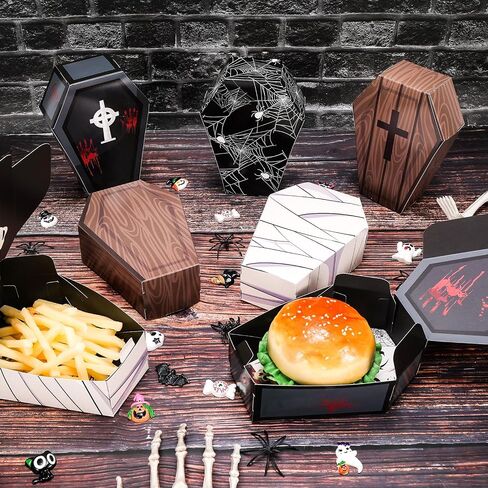 HOWAF 12 PCS Halloween Coffin Candy Boxes ، Halloween Treat Boxes Cross Spider Web Goodie Joxes for Trick أو Treat Party Decoration Supplies Spooky Halloweens Gift in Saudi Arabia