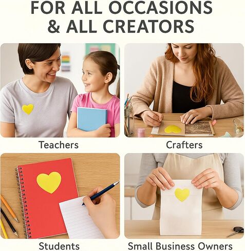 Heart Stickers - 500Pcs 1.5Inch Valentines Day Heart Stickers Glitter Colored Heart-Shaped Sticker for Kid Reward Classroom Self-Adhesive Love Incentive Sticker for Envelope Birthday Wedding in Kuwait