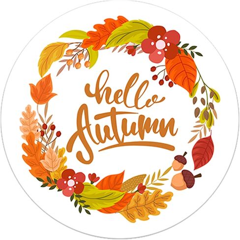 360 PCS Hello Fall Stickers for Envelopes, Round Hello Autumn Stickers for Kid Candy Bags Envelope Seals Gifts Card Fall Autumn Harvest Thanksgiving Party Favors Decoration, 1.5 in in Saudi Arabia