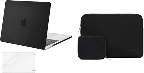 MOSISO Plastic Hard Shell Case & Sleeve Bag Compatible with MacBook Pro 13 inch 2020 2019 2018 2017 2016 Release A2338 M1 A2289 A2251 A2159 A1989 A1706 A1708, Black in Saudi Arabia