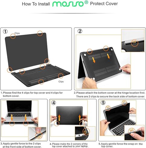 MOSISO Plastic Hard Shell Case & Sleeve Bag Compatible with MacBook Pro 13 inch 2020 2019 2018 2017 2016 Release A2338 M1 A2289 A2251 A2159 A1989 A1706 A1708, Black in Saudi Arabia