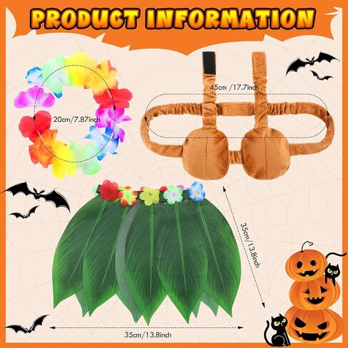 3 PCS Halloween Pets Comples Cog Dog Chore Hawaiian يشمل Hula Dress Bikini Top Flower Lei Boho الرقبة للكلاب الصغيرة المتوسطة جرو الزي الهالوين Cosplay Supply in Saudi Arabia